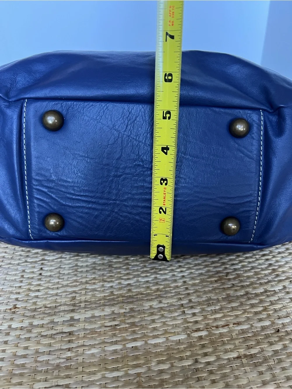 Boden Blue Leather Hobo Slouch Shop Tote Bag 100% Cotton Lining Vintage 90s Y2K